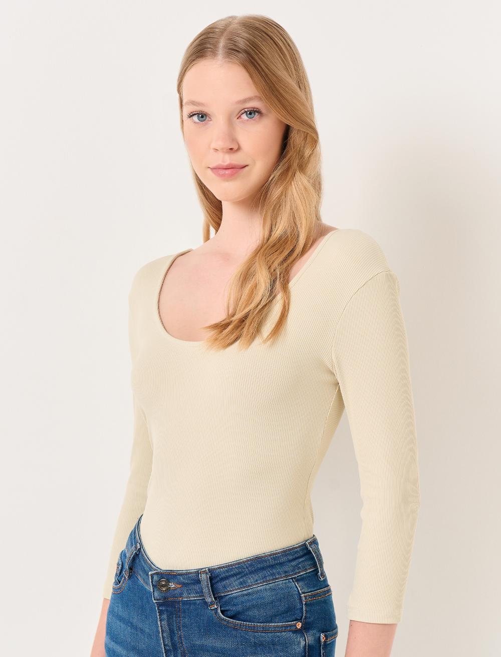 Slim Fit Three Quarter Sleeve T-Shirt