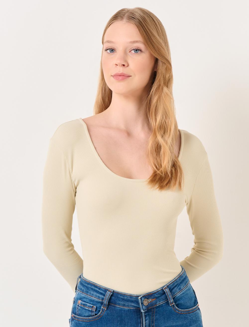 Slim Fit Three Quarter Sleeve T-Shirt - Stone - 23WTAIYLORV2928