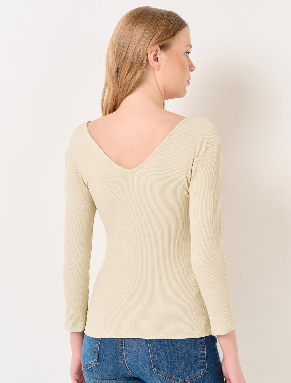 Slim Fit Three Quarter Sleeve T-Shirt - Stone - 23WTAIYLORV2928
