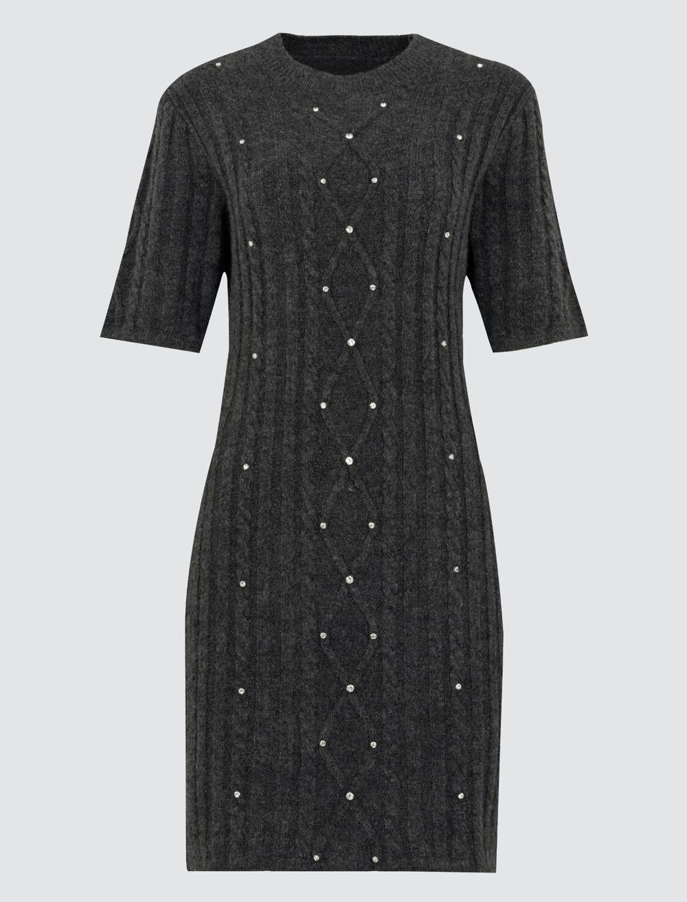 Crew Neck Short-Sleeve Dress - 4WW03131075