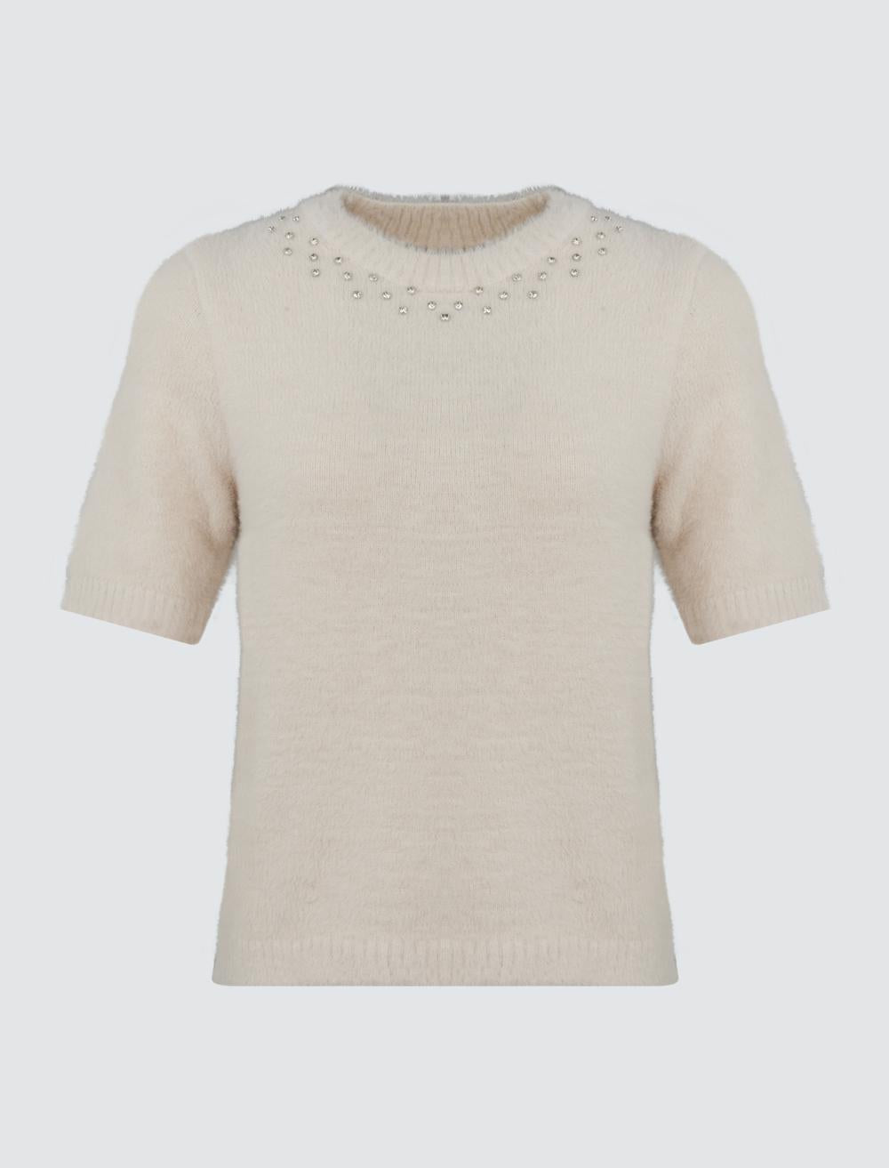 Stone Embroidered Crew-Neck T-Shirt