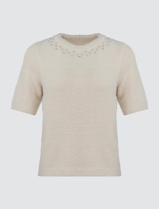 Stone Embroidered Crew-Neck T-Shirt