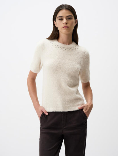 Stone Embroidered Crew-Neck T-Shirt