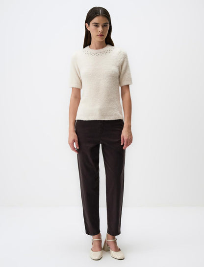 Stone Embroidered Crew-Neck T-Shirt