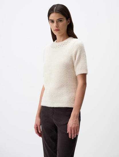 Stone Embroidered Crew-Neck T-Shirt