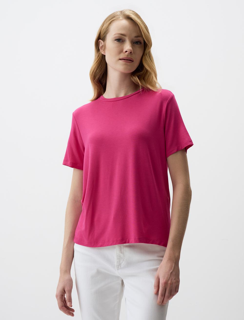Crew Neck Short Sleeve Basic Knitted T-Shirt - 4WW032757