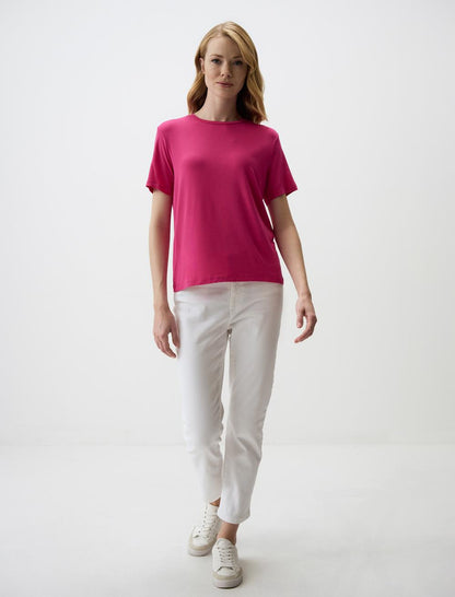 Crew Neck Short Sleeve Basic Knitted T-Shirt