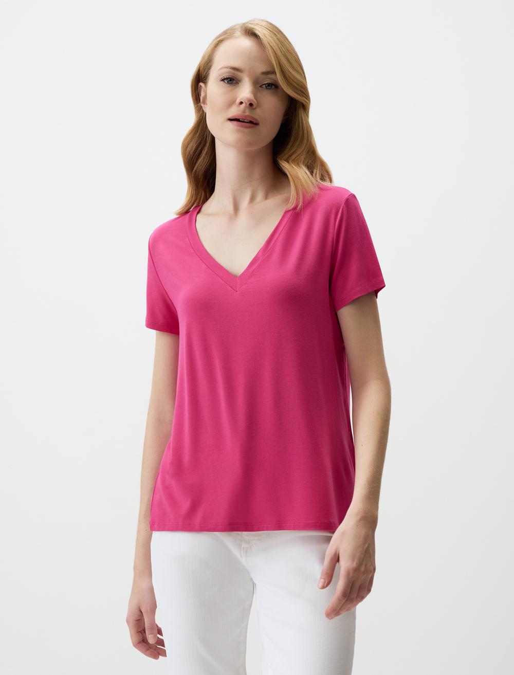 V-Neck Short-Sleeve T-shirt - 4WW032758