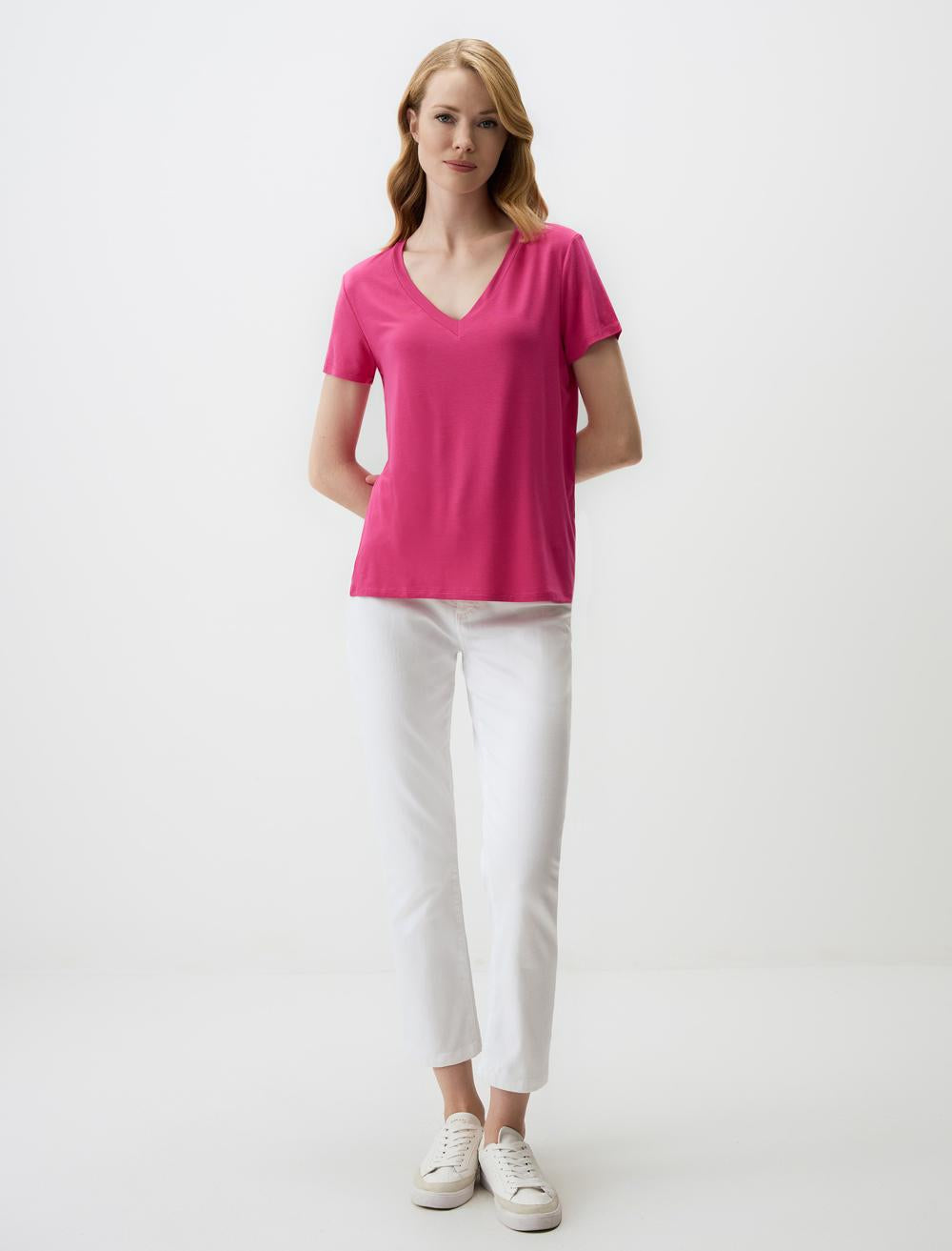 V-Neck Short Sleeve Basic T-Shirt