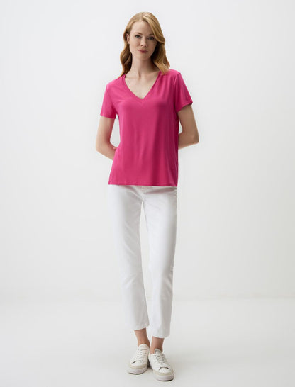 V-Neck Short Sleeve Basic T-Shirt