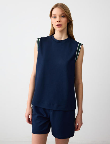  Knitted Dark Blue T-shirt