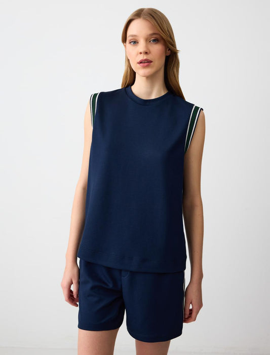  Knitted Dark Blue T-shirt
