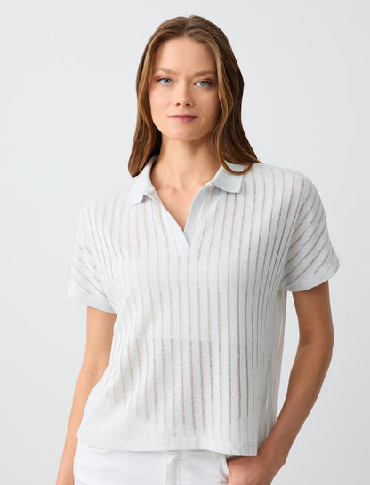 Loose fit Polo shirt Knitted Ecru T-shirt