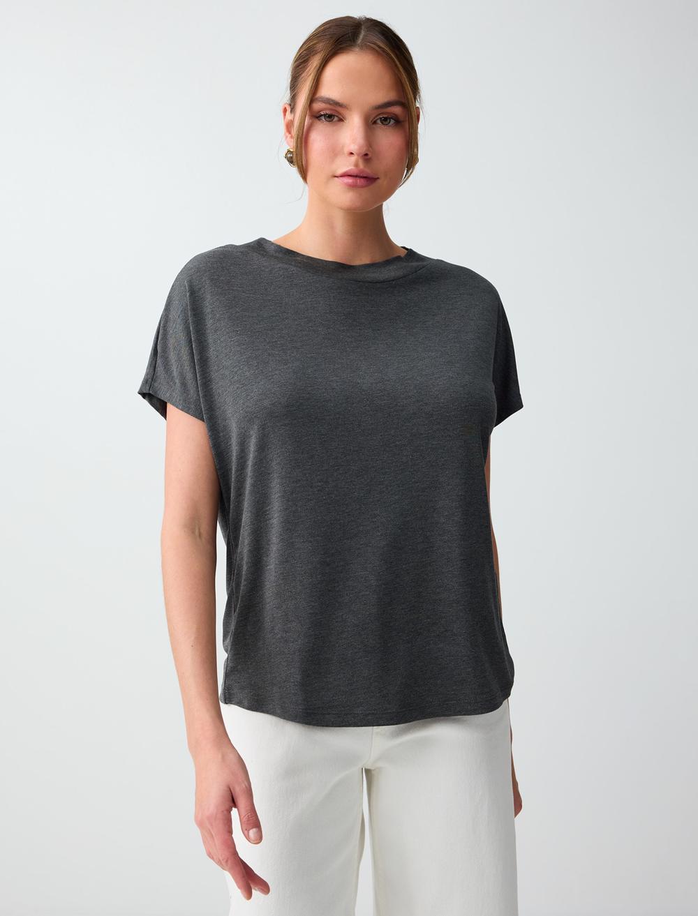 Normal Fit Crew Neck T-shirt - Anthracite - 6SW275498971