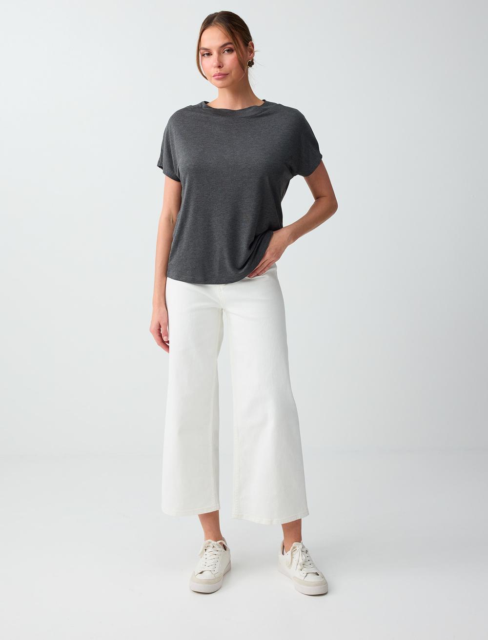 Normal Fit Crew Neck T-shirt - Anthracite - 6SW275498971
