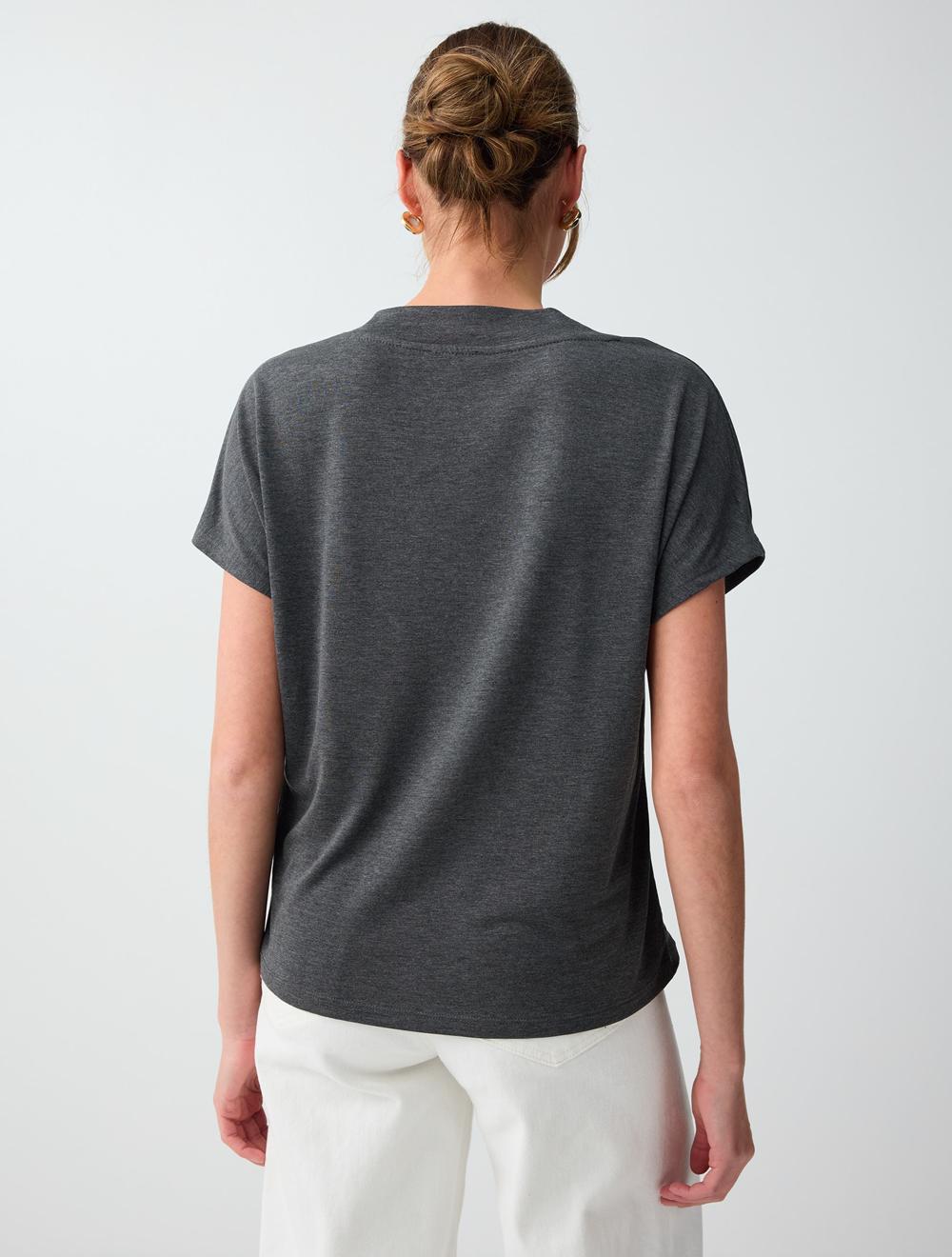 Normal Fit Crew Neck T-shirt - Anthracite - 6SW275498971