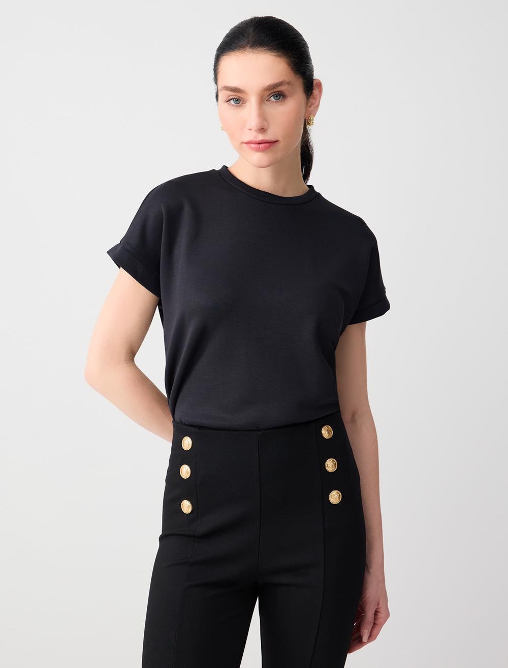 Crew Neck Long Sleeve Modal T-Shirt - 6SW275696