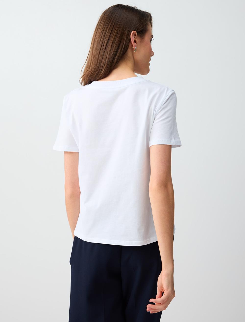 Normal Fit V-Neck Short Sleeve T-shirt - White - 6SW276791106