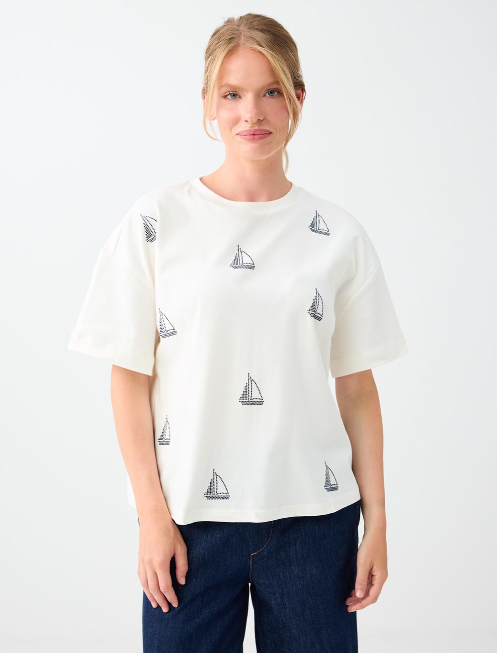 Normal Fit Crew Neck Short Sleeve T-shirt - White - 6SW277200106