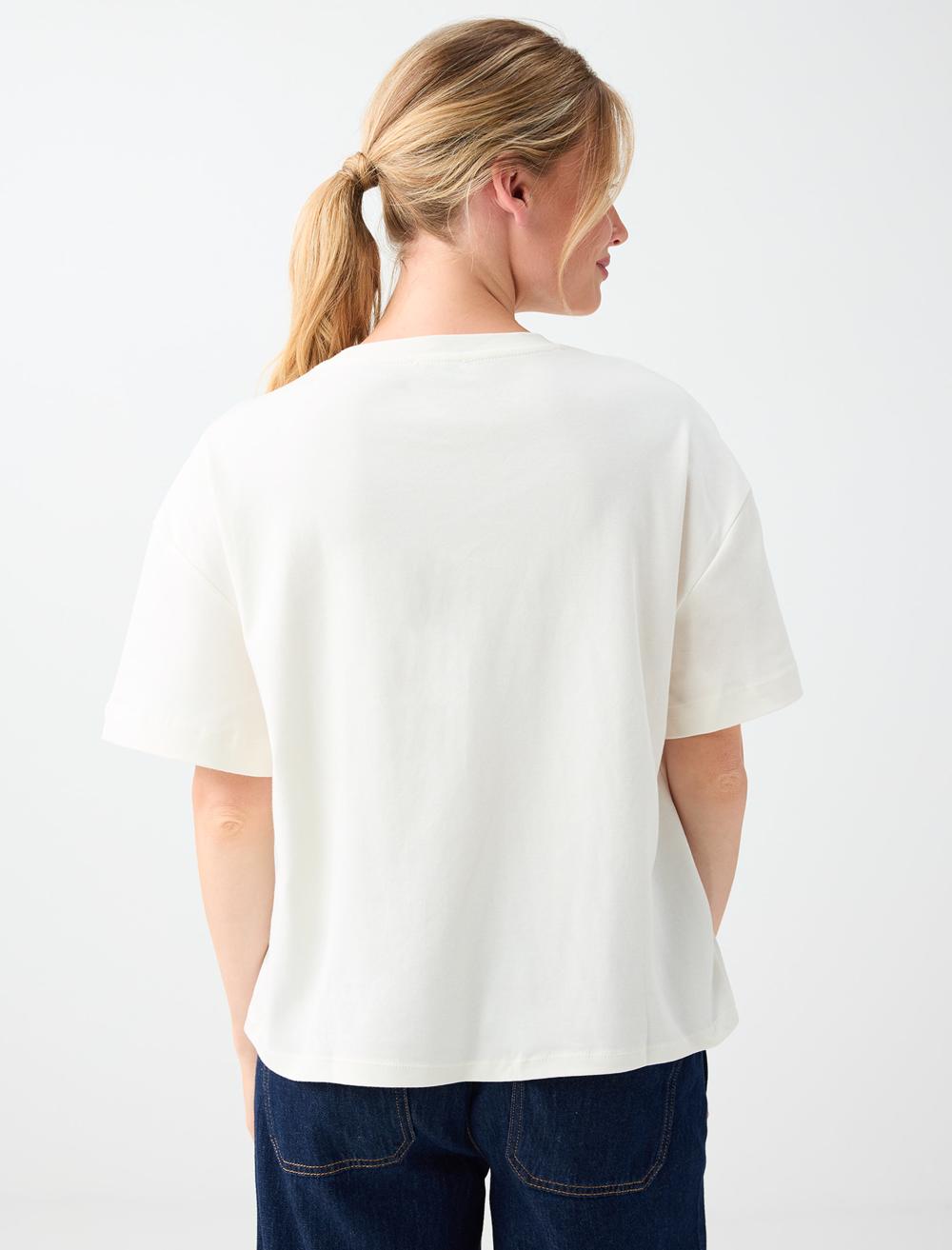 Normal Fit Crew Neck Short Sleeve T-shirt - White - 6SW277200106