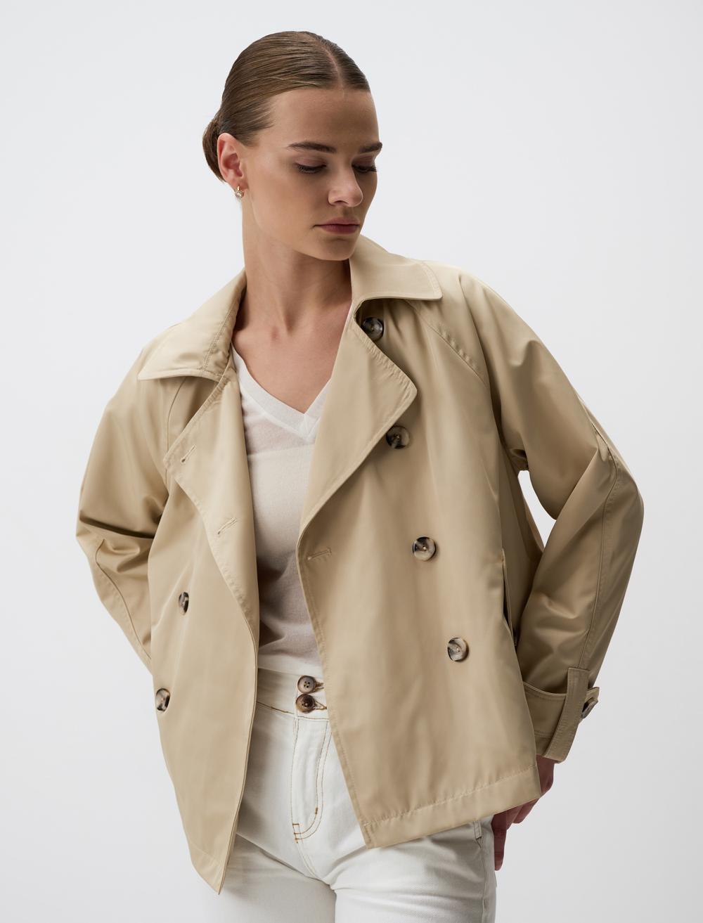Cache-Coeur Long-Sleeve Trenchcoat - Beige