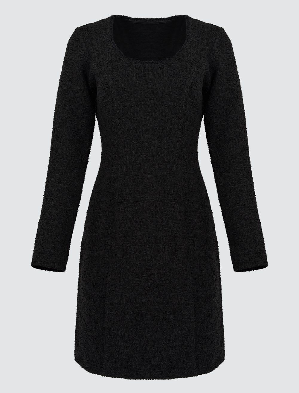 Scoop Neck Long-Sleeve Dress - 4WW131433