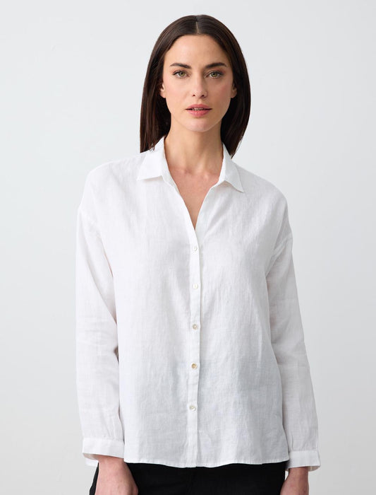 Long Sleeve Basic Woven Linen Shirt