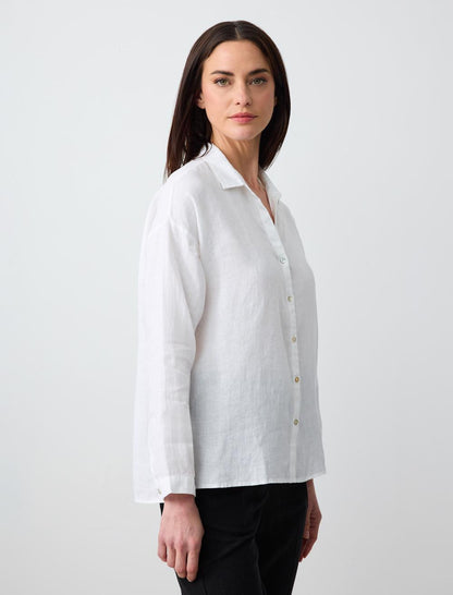 Long Sleeve Basic Woven Linen Shirt