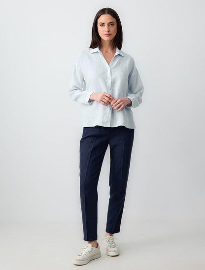 Long Sleeve Basic Woven Linen Shirt