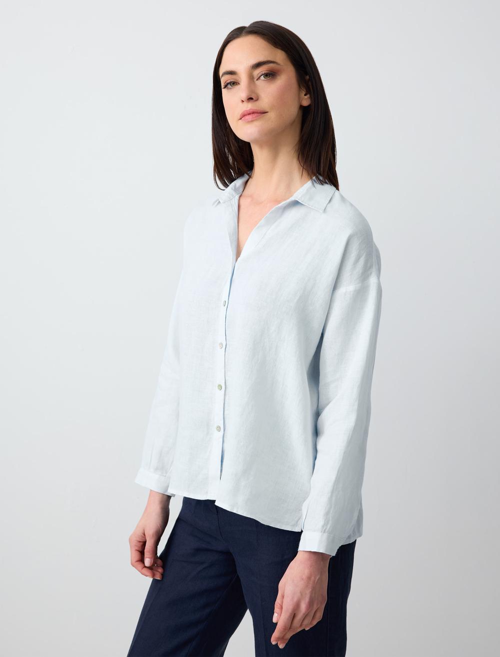 Long Sleeve Basic Woven Linen Shirt