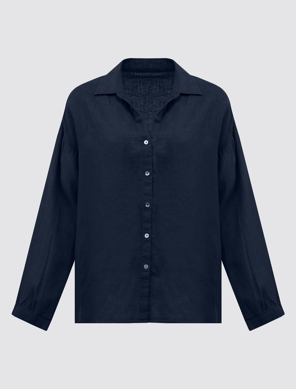 Shirt Collar Long-Sleeve Shirt - 24SHOPYKTN
