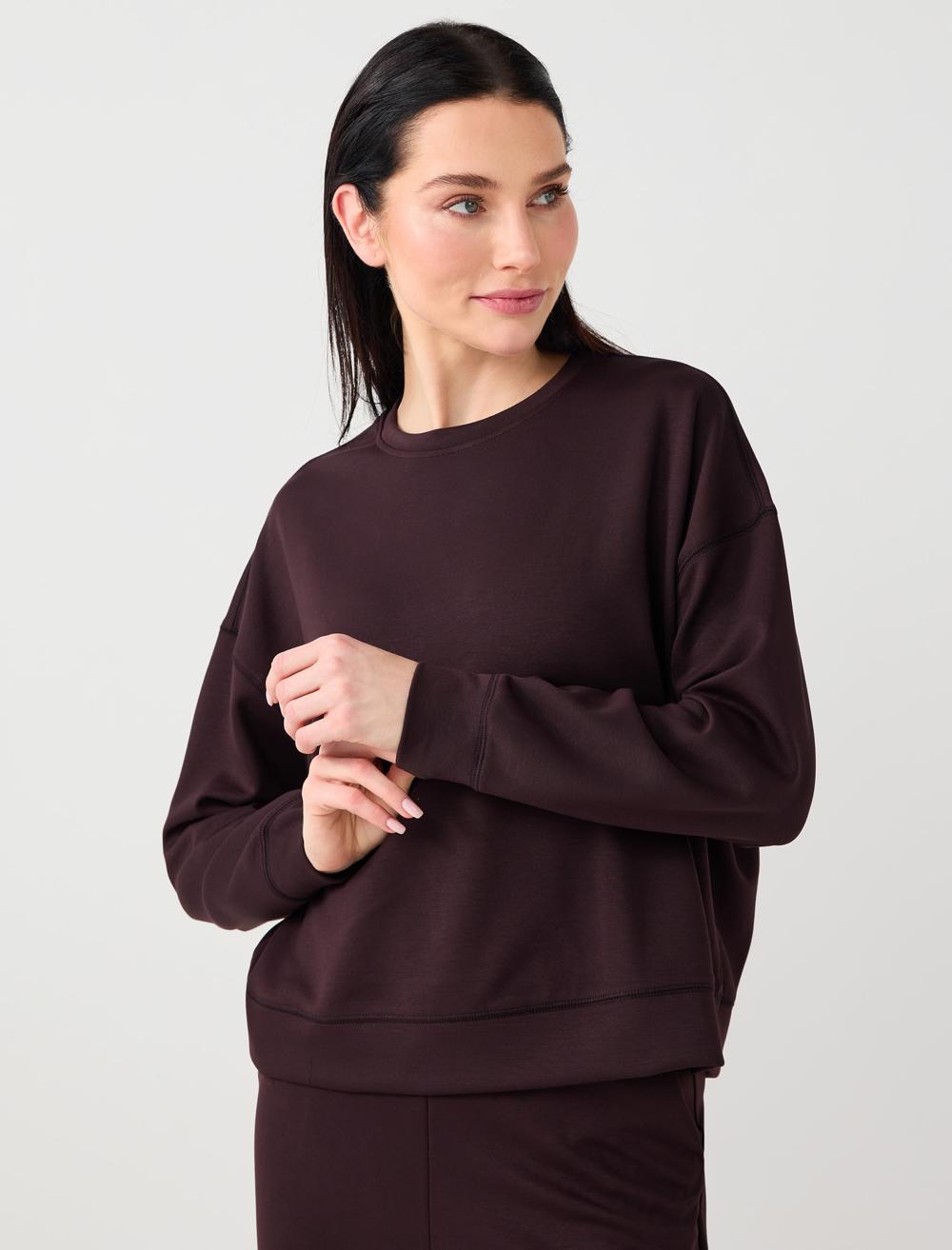 Long Sleeve Crew Neck Modal Knit Sweatshirt - 5WW235403
