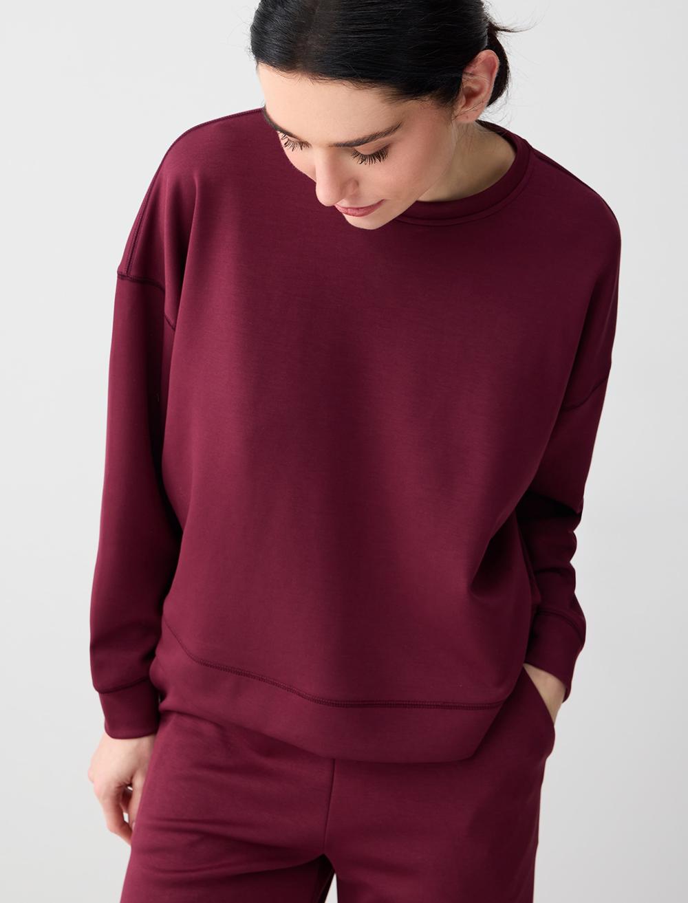 Long Sleeve Crew Neck Modal Knit Sweatshirt - 5WW235403