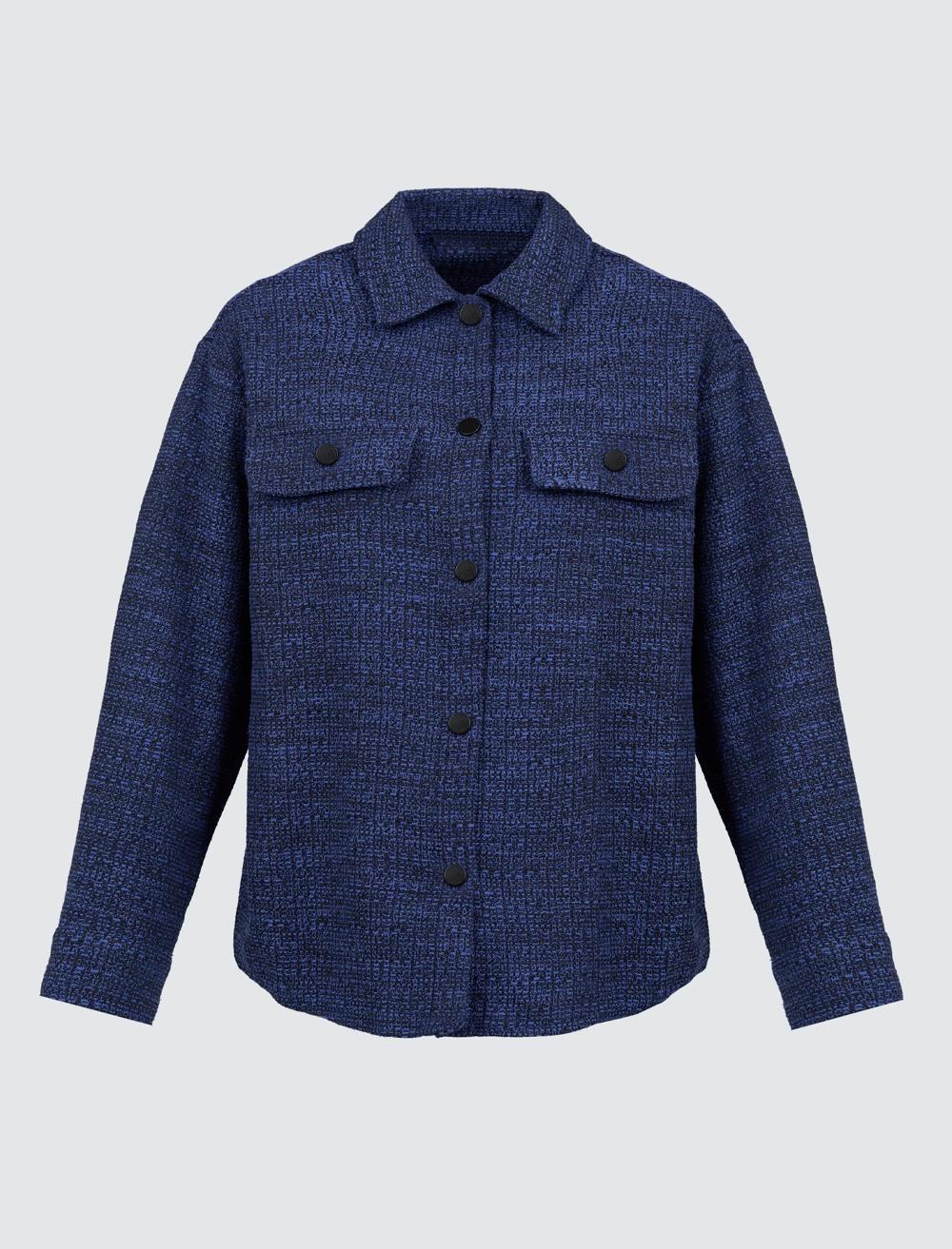 Long Sleeved Tweed Shirt Jacket - 23WZ012001