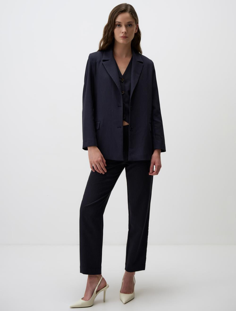 Long-Sleeve Blazer- Dark Blue - 4WW010938494