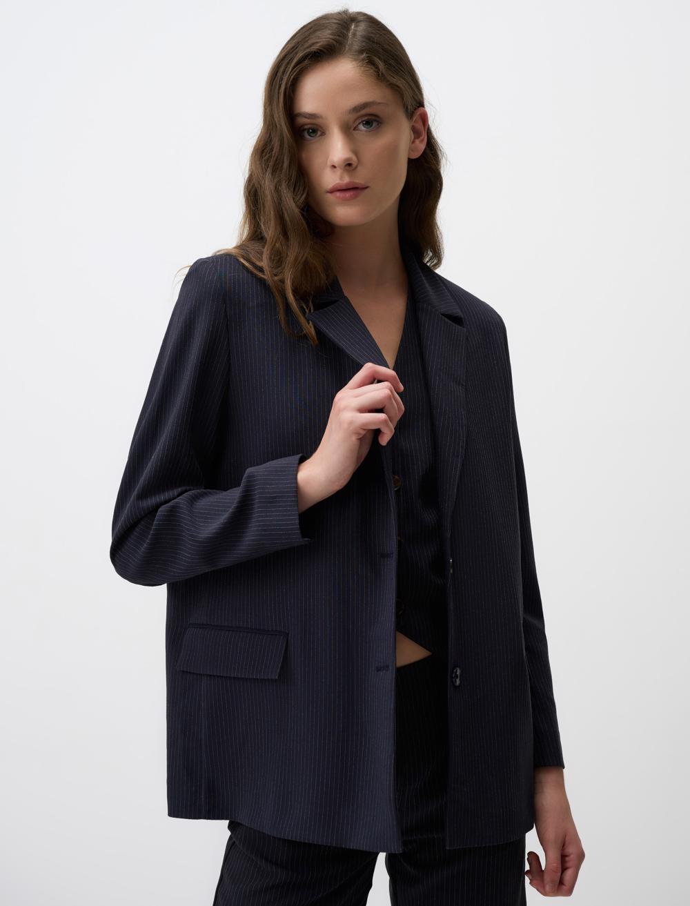 Long-Sleeve Blazer- Dark Blue - 4WW010938494