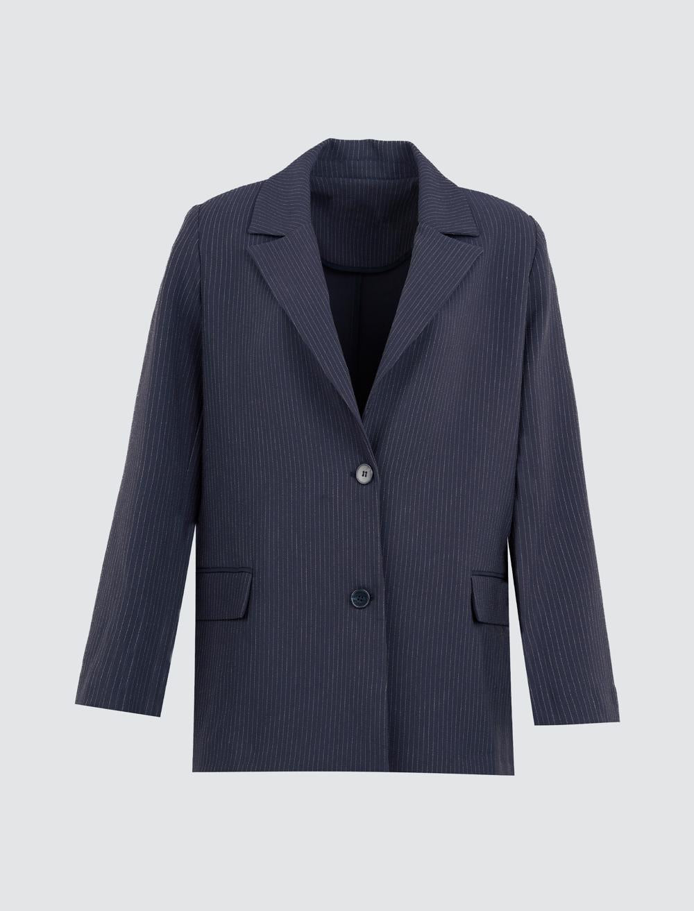 Long-Sleeve Blazer- Dark Blue - 4WW010938494