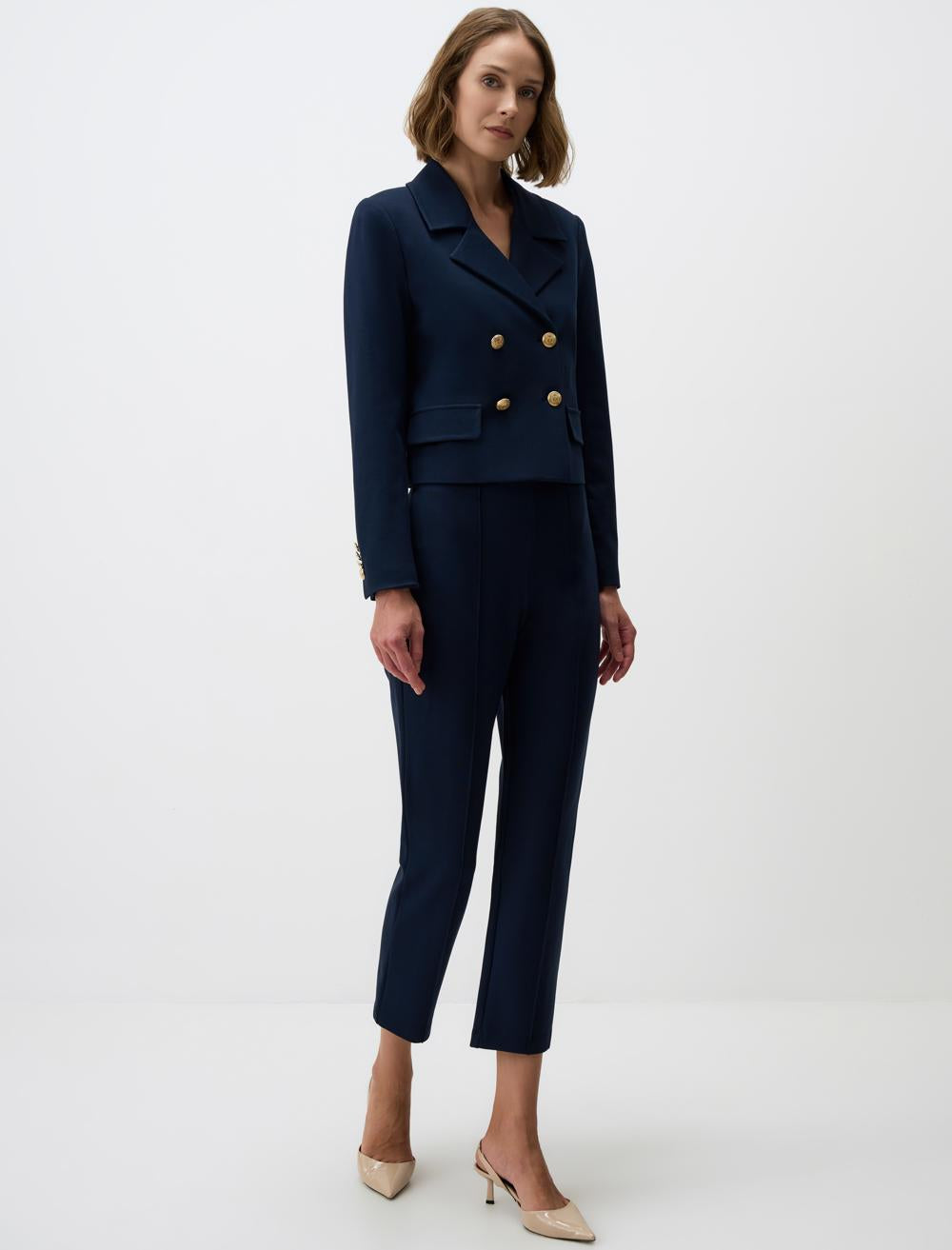 Long Sleeve Short Knitted Jacket with Button Detail