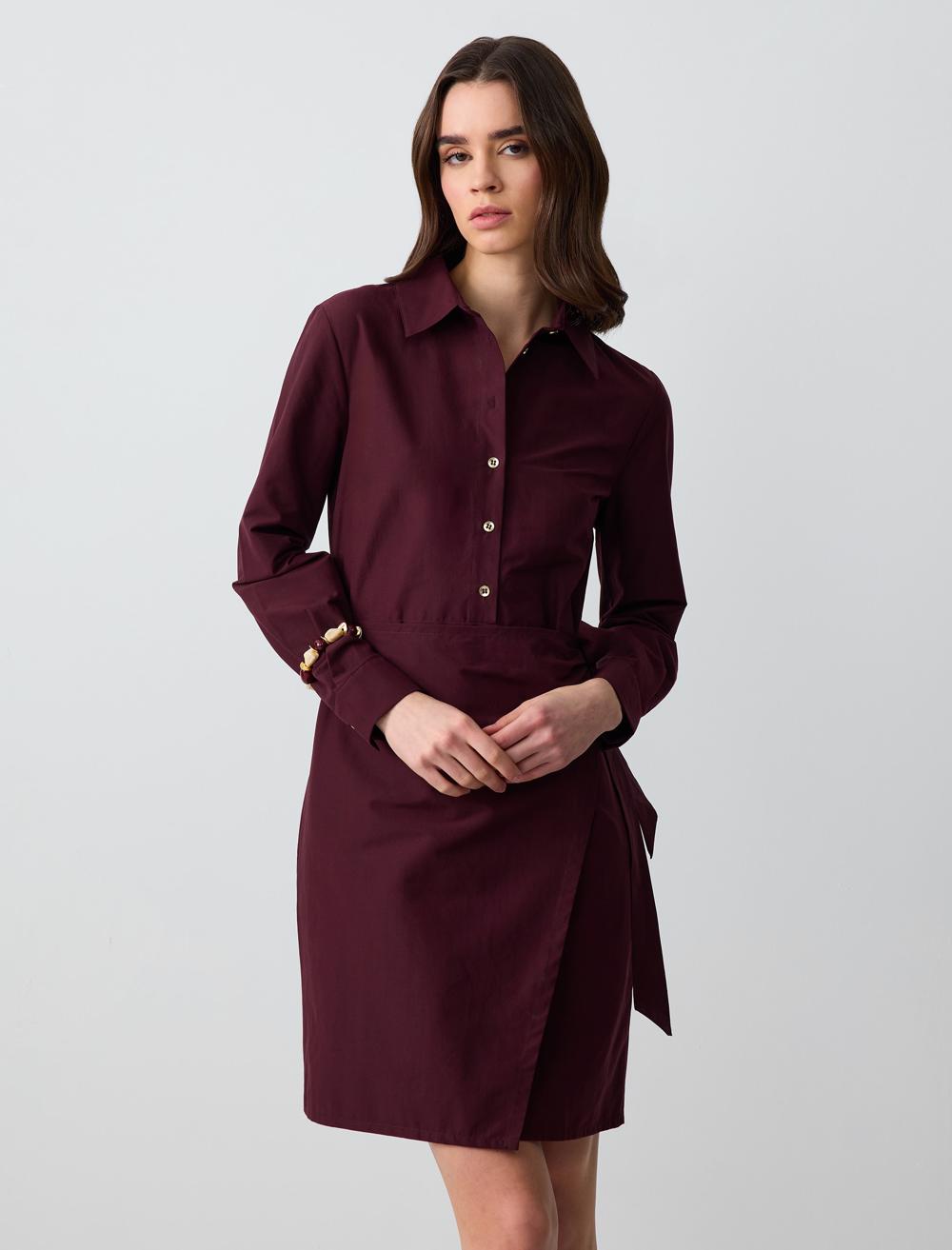 Shirt Collar Long-Sleeve Dress - 5SW063005