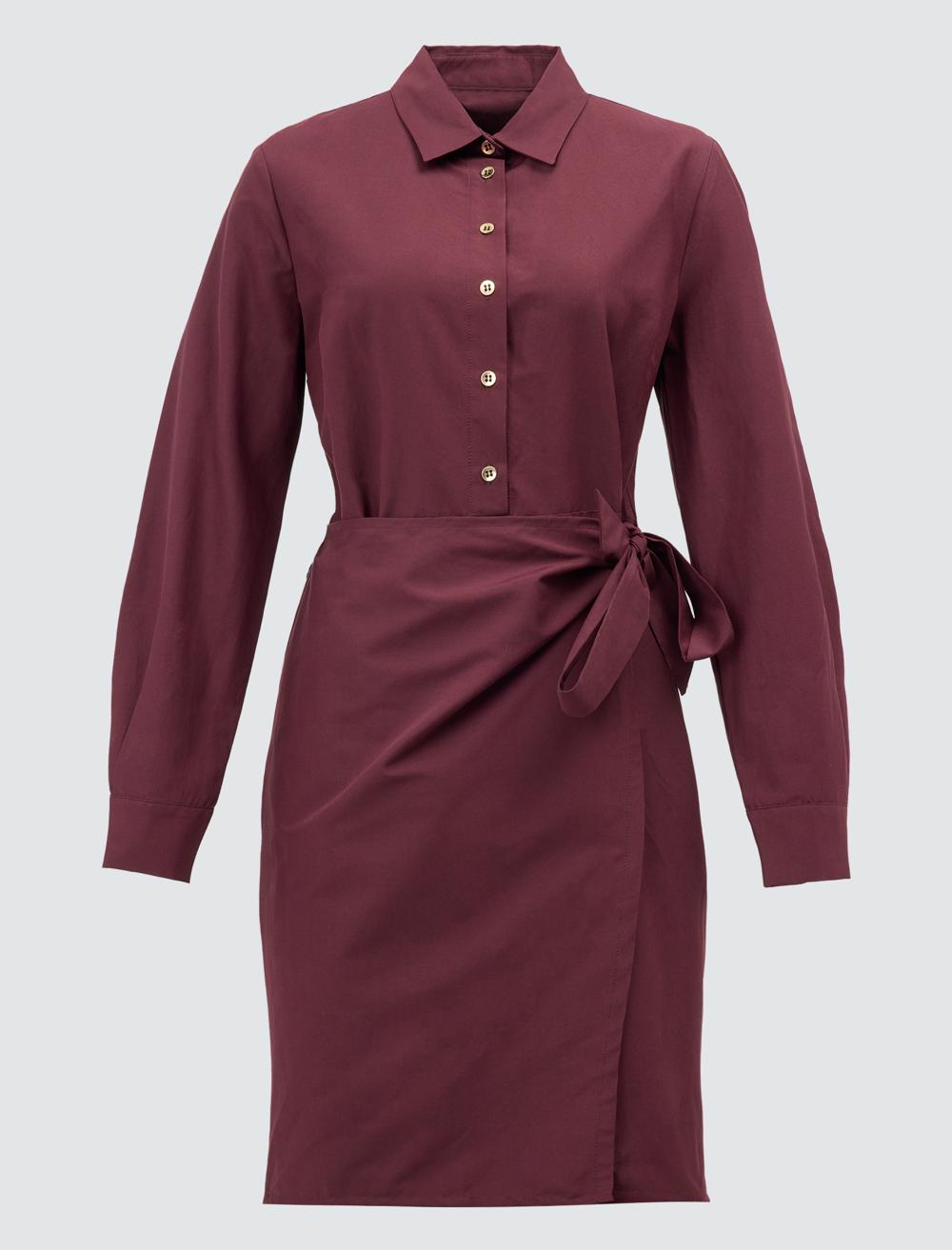 Shirt Collar Long-Sleeve Dress - 5SW063005