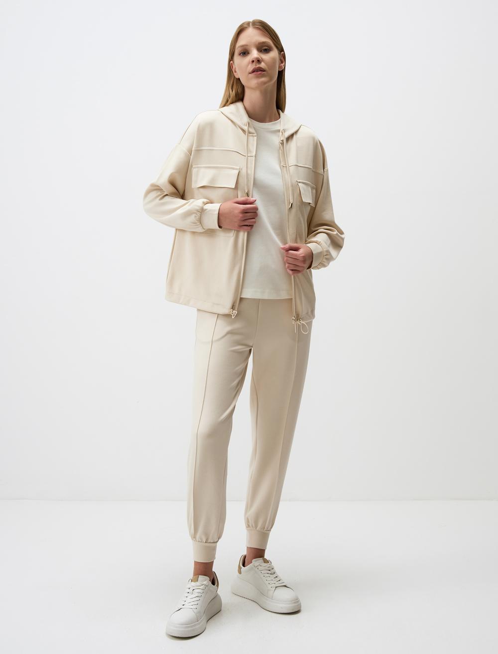 Long Sleeved Hooded Pocket Jacket