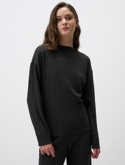 Long Sleeve Boat Neck Knitted Sweatshirt