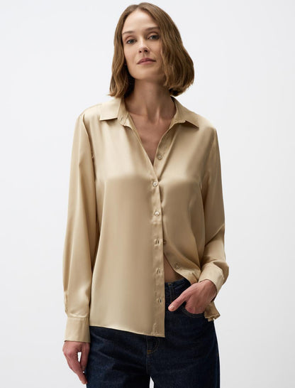 Long Sleeve Elegant Satin Shirt