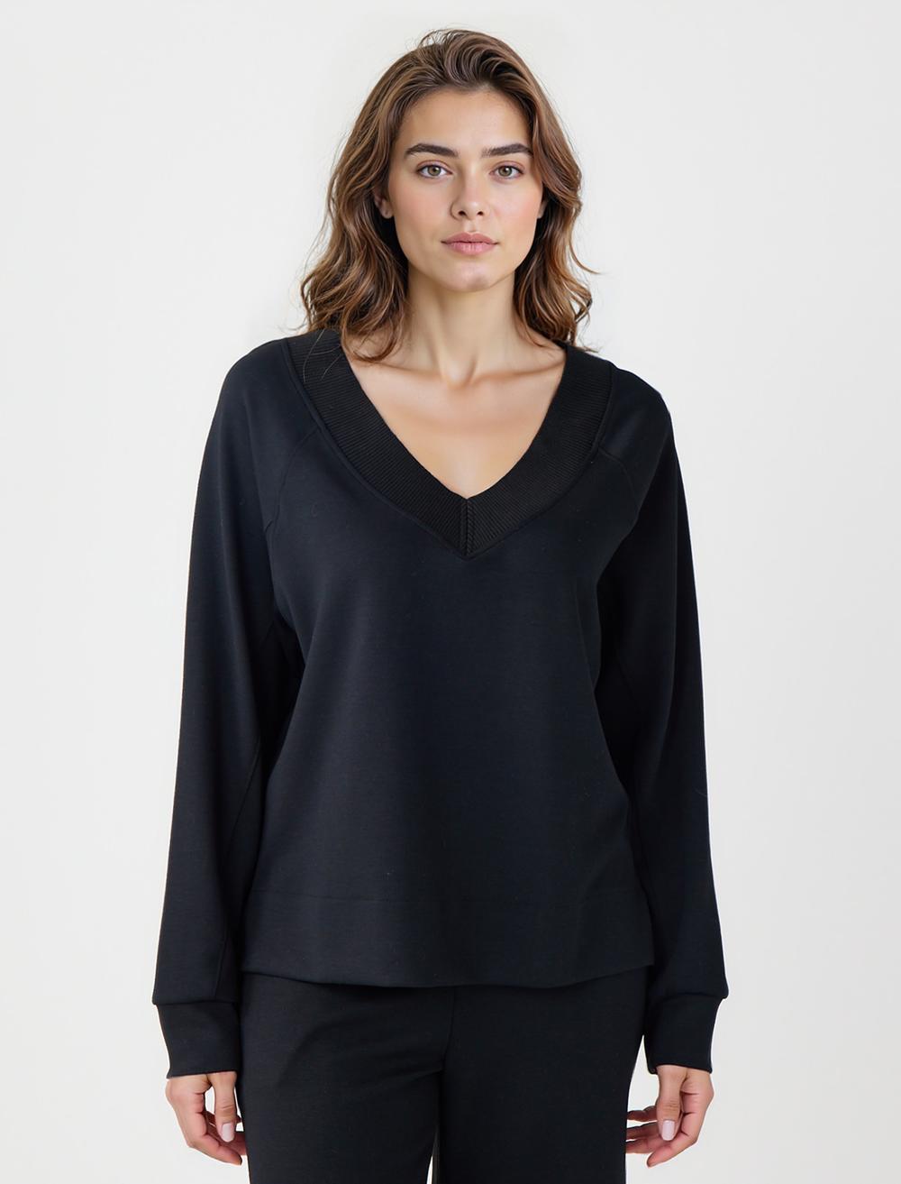 V-Neck Long-Sleeve Sweatshirt