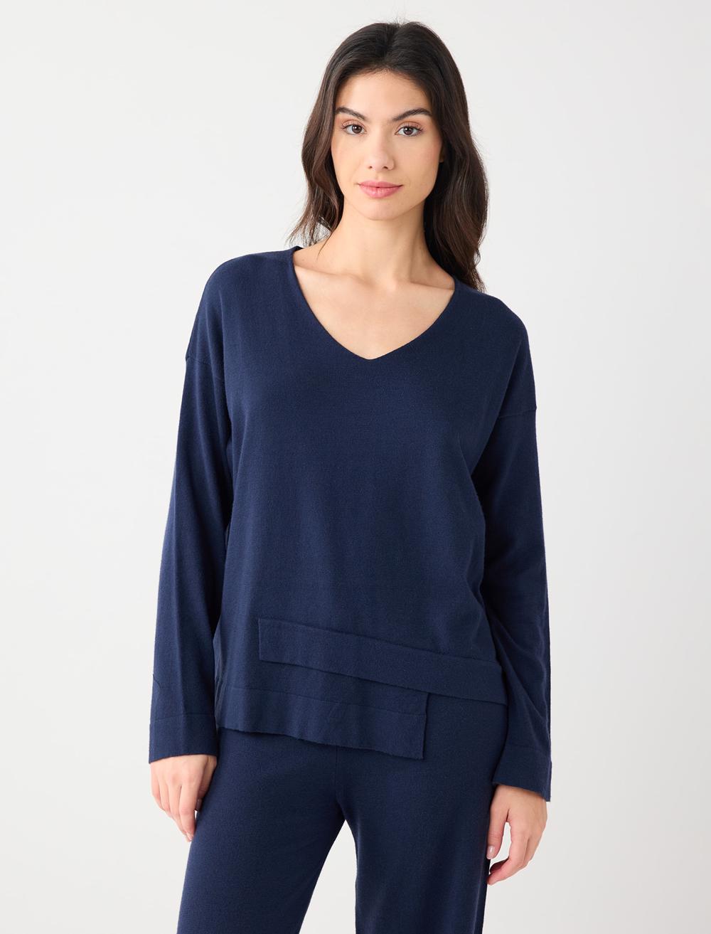 V-Neck Long-Sleeve Pullover