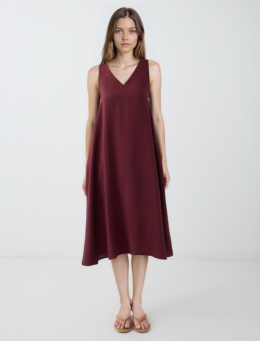 Loose Fit V-Neck Sleeveless-Sleeve Dress - 5SW064769