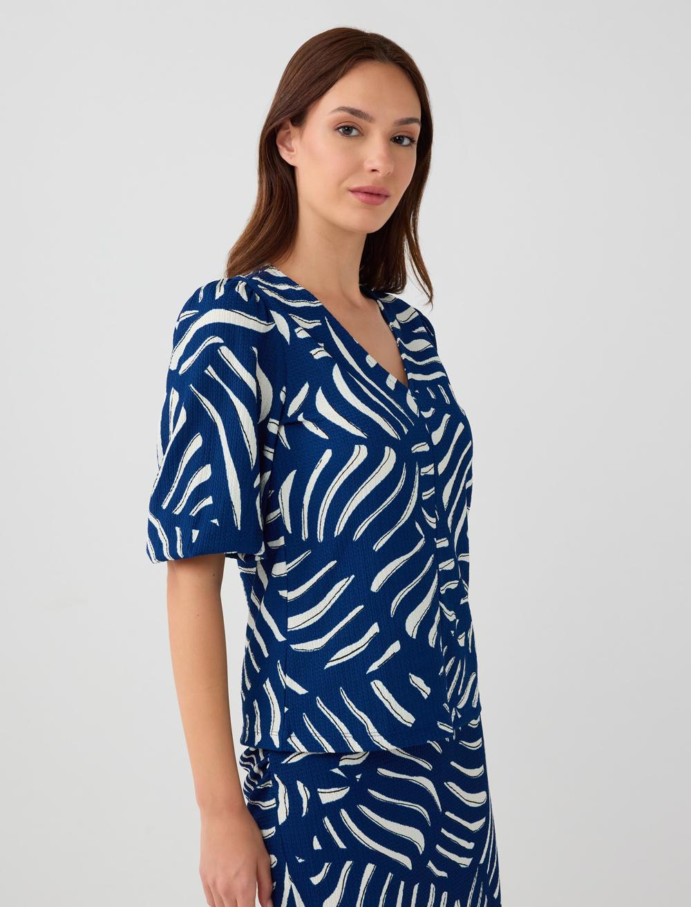 V-Neck Shirt - Dark Blue - 5WW085343494