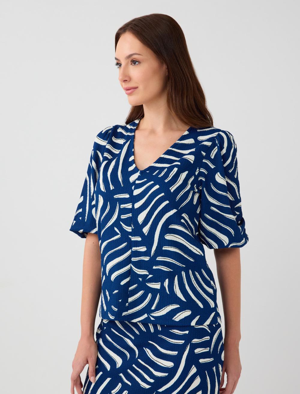 V-Neck Shirt - Dark Blue - 5WW085343494