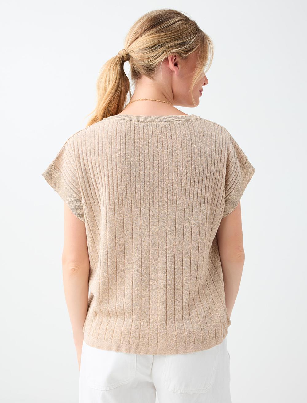 Loose Fit V-neck Blouse - Beige - 6SW035670988