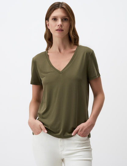 V-Neck Short Sleeve Basic T-Shirt
